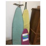 TWO VINTAGE METAL IRONING BOARDS, ONE SMALL