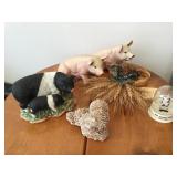 KANSAS WHEAT, CERAMIC PIG, COW, MISC