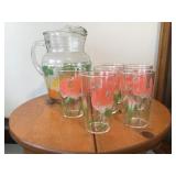 FEDERAL GLASS DAYLILLIES 6 PIECE SET, FLOWER
