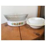 CASSAROLE, GLASS BOWL, IRIDESCENT BOWLS