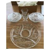 EIGHT DESSERT GLASSES, CANDY DISHES, DIVIDED