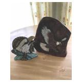 TWO CERAMIC EAGLE MONUMENTS