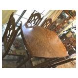 DINING TABLE WITH THREE LEAF, SIX CHAIRS