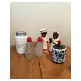 SALT & PEPPER SHAKERS, MILK GLASS, BLACK AMERICANA