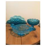 BLUE MOON & STARS BLUE GLASS, BLUE GLASS DISH