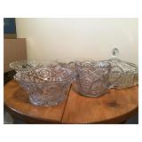 STAR OF DAVID CUT GLASS, LIDDED DISH, TWO FOOTED