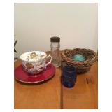 BLUE ALABASTER EGG MADE IN ITALY, EGG, NEST, GLASS