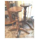 TWO HEAVY WOOD PLANT STANDS