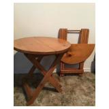 TWO SMALL FOLDING WOOD PLANT STANDS