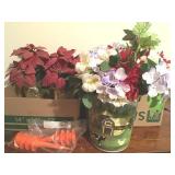 FAUX POINSETIAS, COW FLOWER ARRANGEMENT,