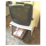 RCA TV, ANTENNAE, DISH BOX, DVD PLAYER, WOOD