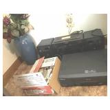 SONY CASSETTE RADIO, EMERSON VCR, VASE