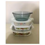CORNINGWARE, BLUE PYREX BOWL