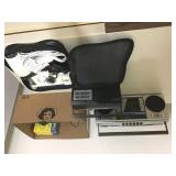 TWO RADIOS, RIVAL TRAVEL SET, CLOCK, BUSHNELL