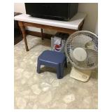 TABLE, FAN, STOOL (DRINKS NOT INCLUDED)