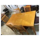 MISSION STYLE WOOD DINING TABLE & 6 CHAIRS