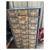 24 DRAWER STORAGE BIN WITH CONTENTS & GOLDEN