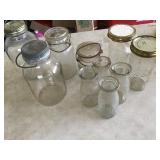 WIRE TOP CANNING JARS, MILK BOTTLES, BALL JARS