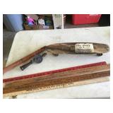 50 YEAR OLD SKATEBOARD, RULERS, DRILL,