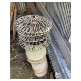FOUR WHEEL SPOKES, CHICKEN FEEDERS, WOOD, STEEL