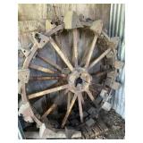 TWO OLD JOHN DEERE STEEL WHEELS WITH LUGS,