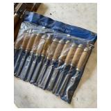 12 PIECE WOOD CARVING SET , AND 14 MISC WOOD