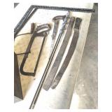 TWO CORN KNIVES,SQUARES, KEY HOLE, HACK, COPING