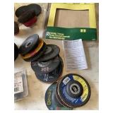 30+ SANDING DISKS, WIRE BRUSHES,
