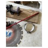 TWO PAIR BOLT CUTTERS, PAINT MIXER, EIGHT METAL