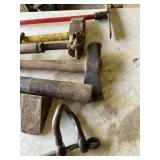 SLEDGE HAMMER & TWO SPLITTING MAULS, POST HOLE