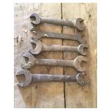 FIVE LARGE ANTIQUE OPEN END WRENCHES