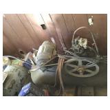 OLD AIR COMPRESSOR, MISSING ONE WHEEL, UNKNOWN