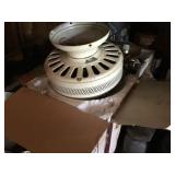 CONTENTS OF BOTTOM SHELF, LATHE SET, FAN, SHOES,