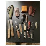 12 KNIVES AND FIVE SCABRES, ONE GUN HOLSTER
