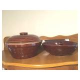 MARCREST OVEN PROOF BROWN FLOWER CROCK,
