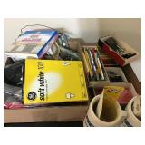 TWO FLATS OF MISC BATTERIES, LIGHTBULBS, MUGS