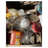 FOUR BOXES MISC JOHN DEERE PARTS, GREASE, BELTS,