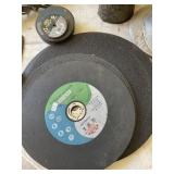 METAL CUTTING DISK, TWO MOON HUBCAPS, OIL CAN,