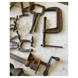 C CLAMPS, VISE GRIPS, PIPE VISE, ANTIQUE HORSE
