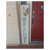 Welcome sign, small table,potted feau plant, Welcome sign, small table,potted feau plant,