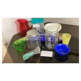 Red plastic pitcher, mainstays plastic storage Red plastic pitcher, mainstays plastic storage