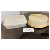 Tupperware yellow cake holder with lid and Tupperware yellow cake holder with lid and