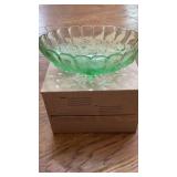 Green pressed glass footed bowl by Indiana glass Green pressed glass footed bowl by Indiana glass