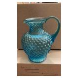 Fenton blue opalescent hobnail pitcher vase Fenton blue opalescent hobnail pitcher vase