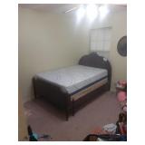 Antique Wooden twin size bed with mattress and Antique Wooden twin size bed with mattress and