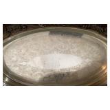 Elegant Pyrex serving plate with silver carrier Elegant Pyrex serving plate with silver carrier