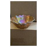 Vintage carnival glass marigold flower bowl, Vintage carnival glass marigold flower bowl,
