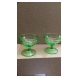 2 Vintage Green Uranium Vaseline Glass, 5 Dunbar 2 Vintage Green Uranium Vaseline Glass, 5 Dunbar
