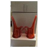 Red Stretch Glass Candleholder's Red Stretch Glass Candleholder's