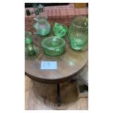 6 different glass dishes, cup, pitcher, fish 6 different glass dishes, cup, pitcher, fish